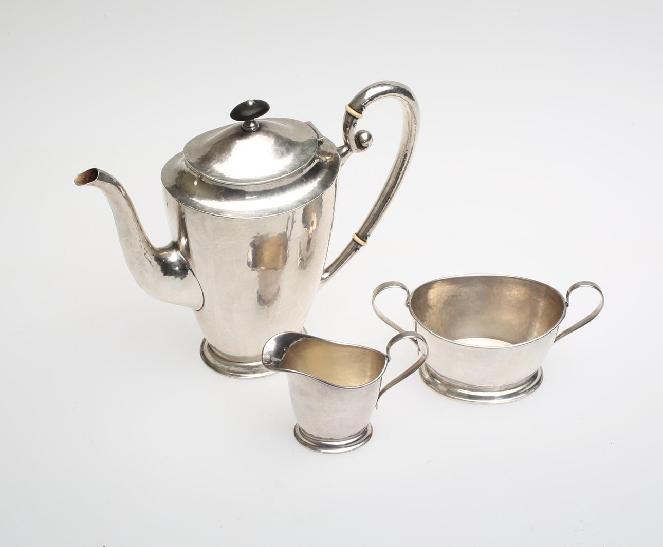 KARL ANDERSON. kaffeservis, 3 delar, silver, Stockholm, 1919.