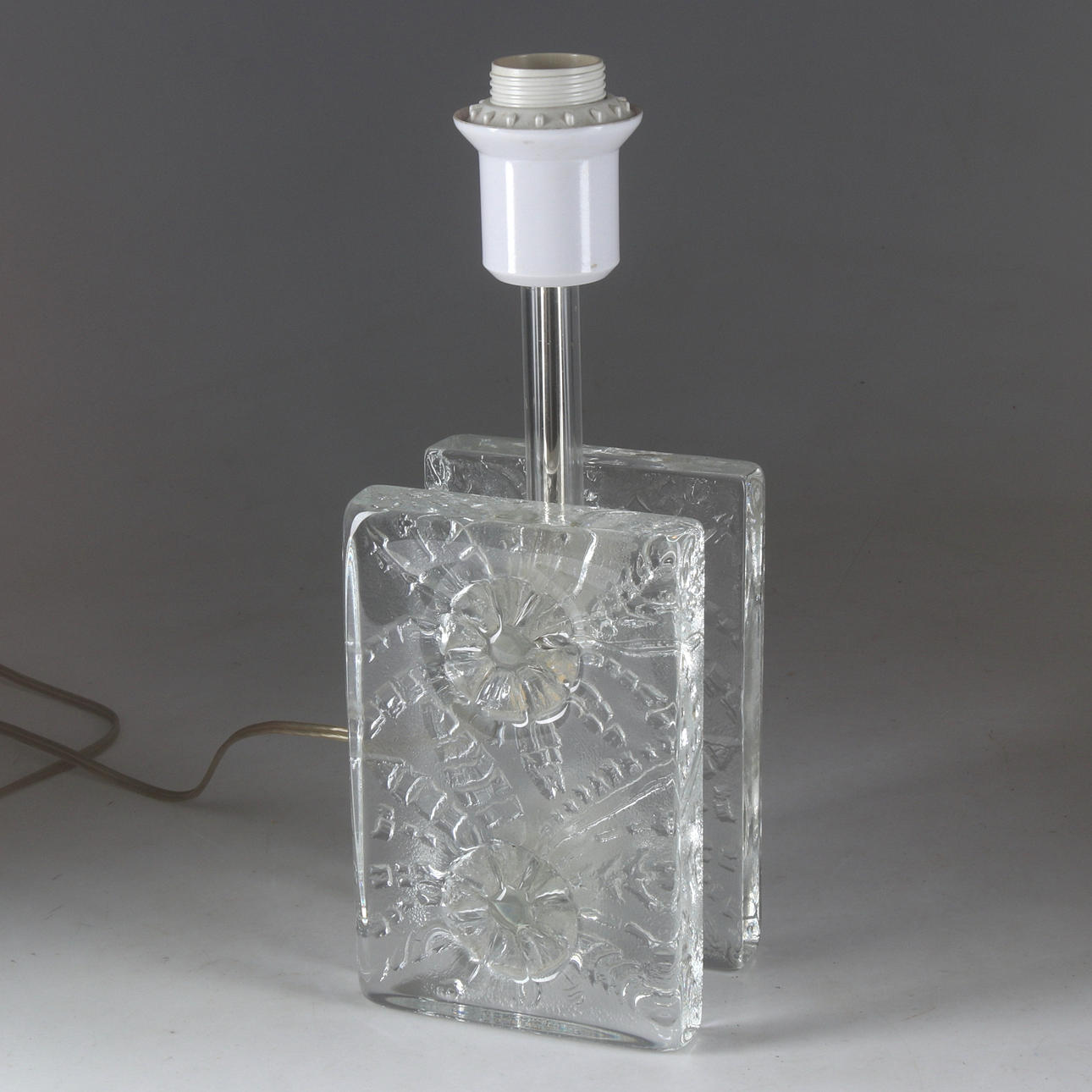 TABLE LAMP, glass, Pukeberg, late 20th century.