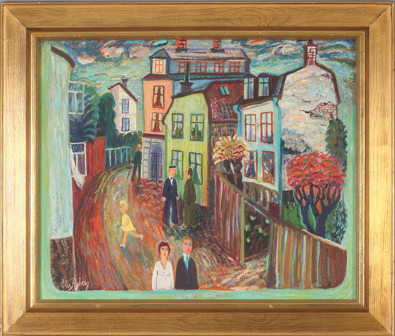 ELIS RYDBERG. "Södergata", oil on canvas, signed.