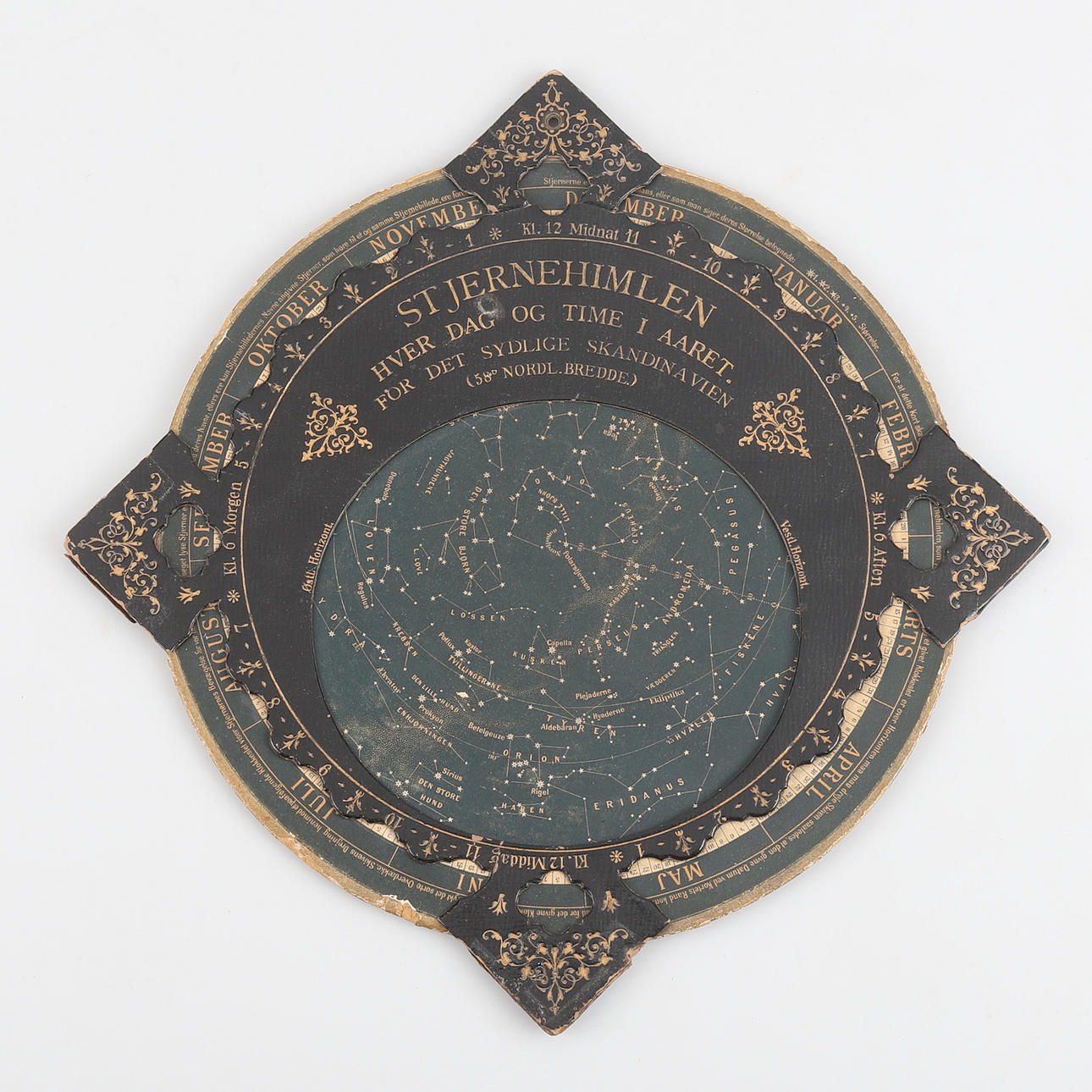 MAPA ESTRELLA, cartón, finales del siglo XIX Dinamarca.