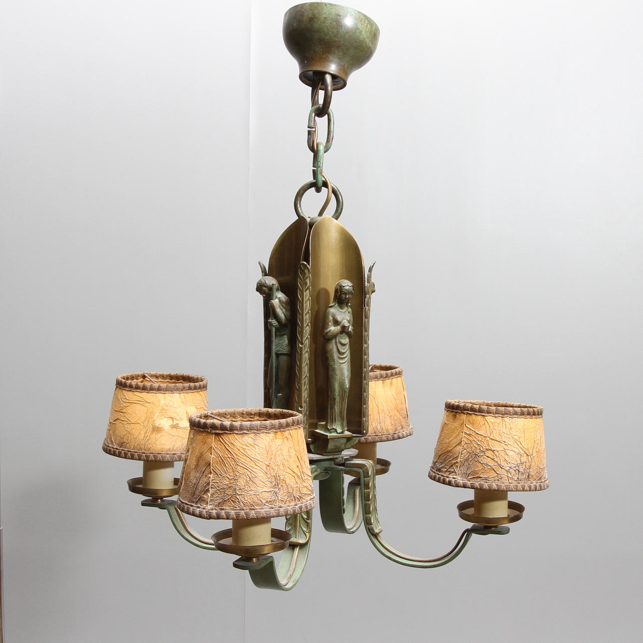 TAKLAMPA, med 4 ljuspunkter, art deco, 1900-talets första hälft.