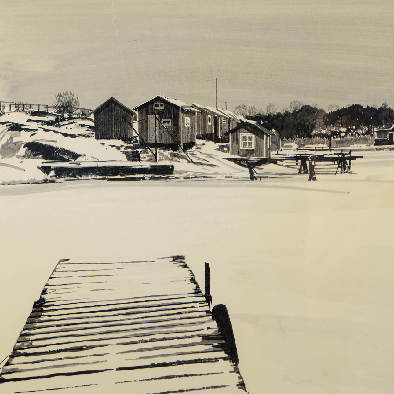 GÖRAN HAHNE. "Möja, Ramsmora 1978", marker, signed.