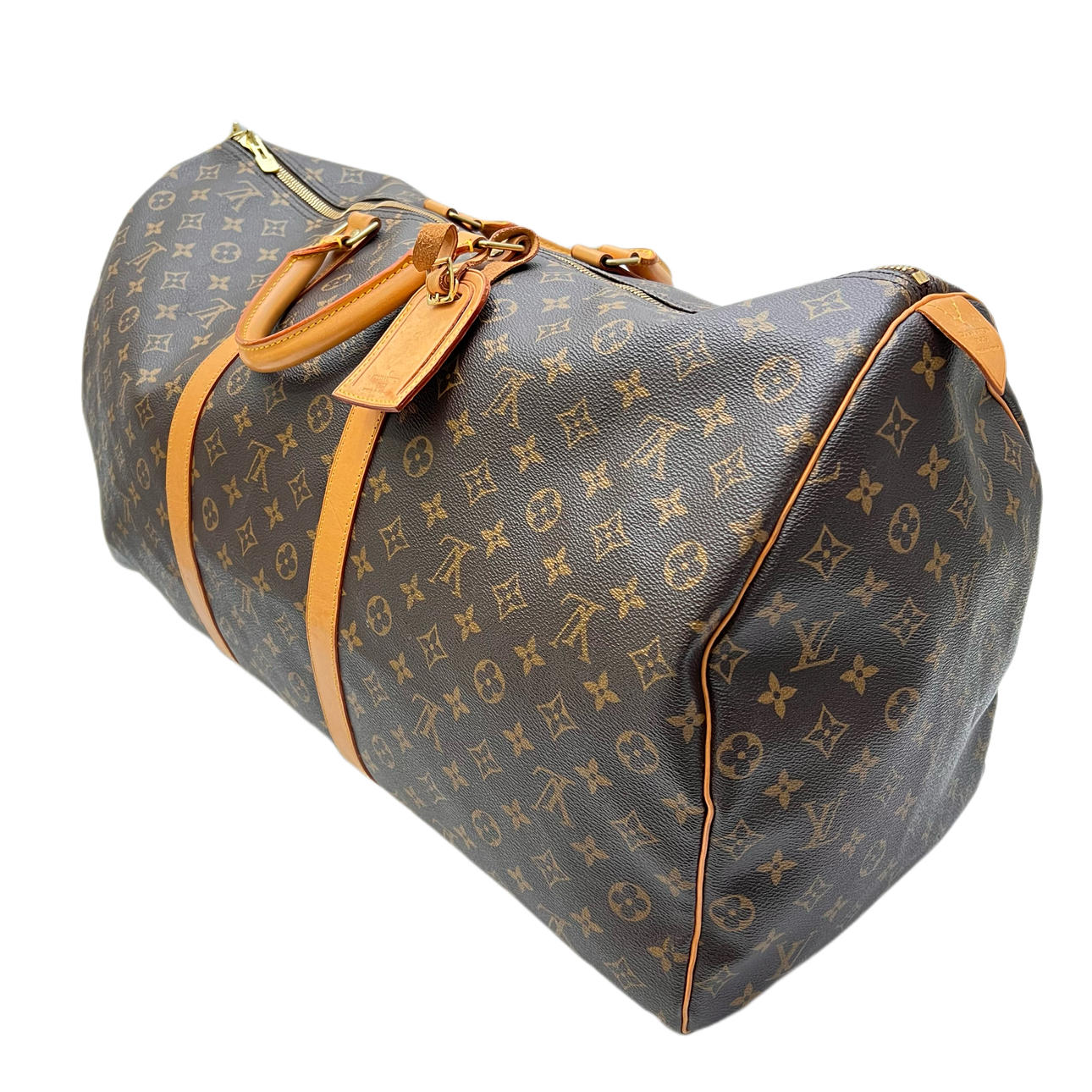 LOUIS VUITTON REJSETASKE. KEEPALL 60 MODEL. MONOGRAM LÆRD.