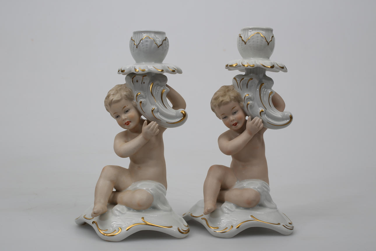 LJUSSTAKAR, porslin, 2 stycken, Wallendorf.