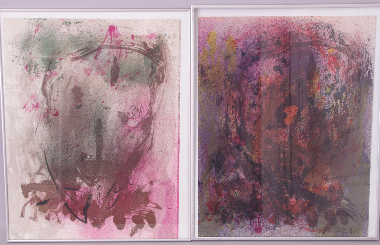 LEIF LAGE. 2 litografier, komposition, otydligt signerade.