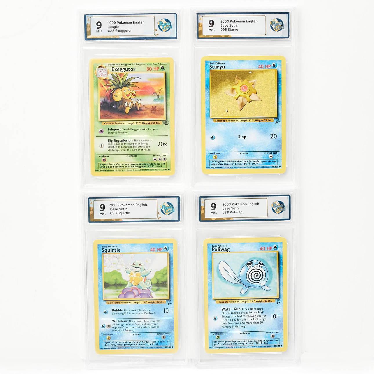 POKMON CARDS, 4 pcs., 1999/2000, Jungle and Base set 2, Raukcard, all  graded 9 mint. Miscellaneous - Miscellaneous - Auctionet
