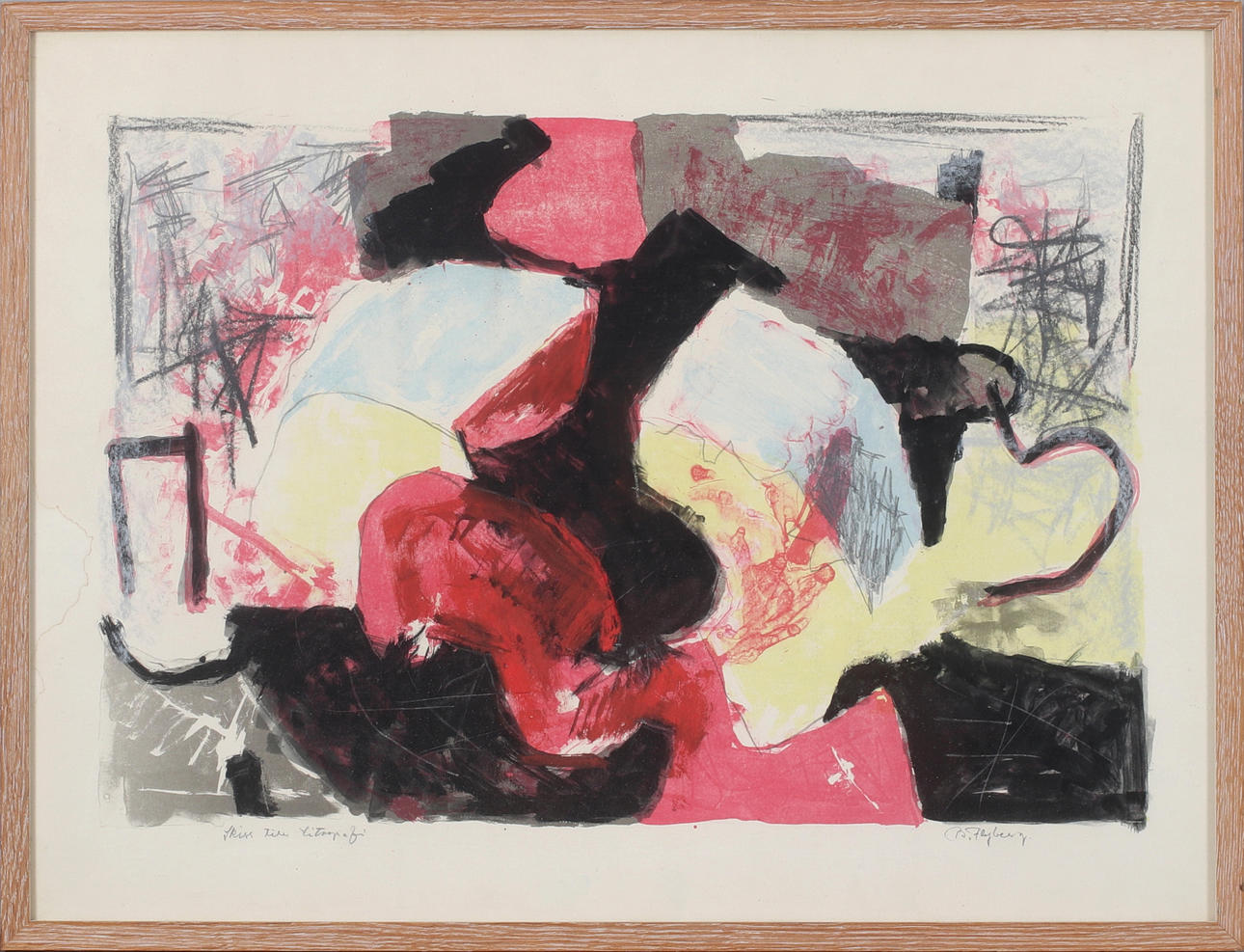 BERTIL FLYBERG. "Sketch for lithography", among techniques, signed.