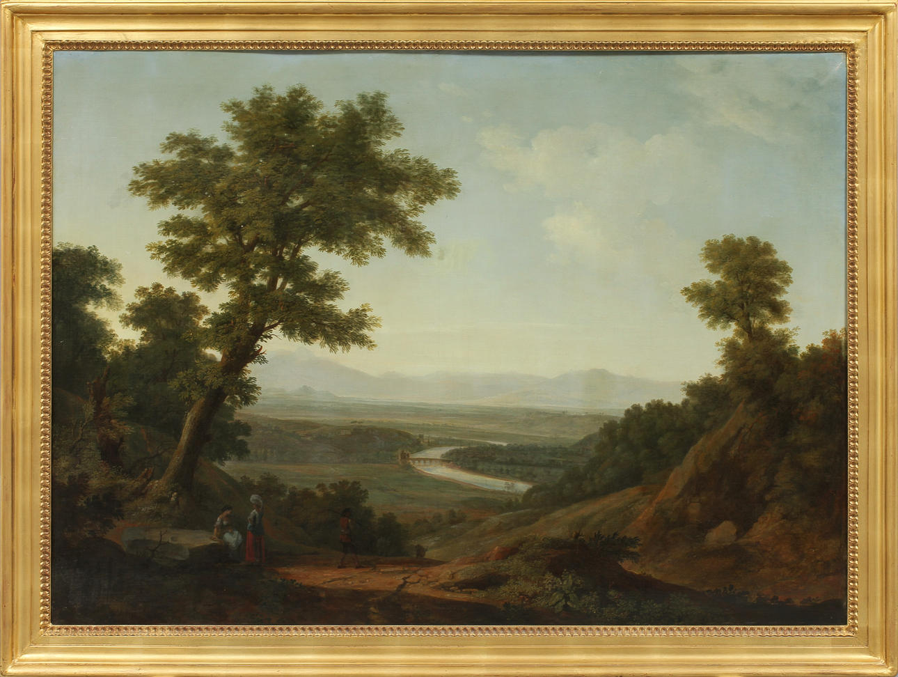 OIDENTIFIERAD KONSTNÄR. Landskapsscen, olja på duk, 17/1800-tal.