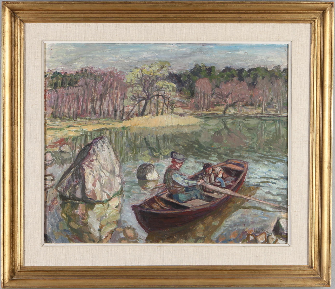 OLLE NORDBERG. På roddtur, olja på duk, signerad och daterad -48.