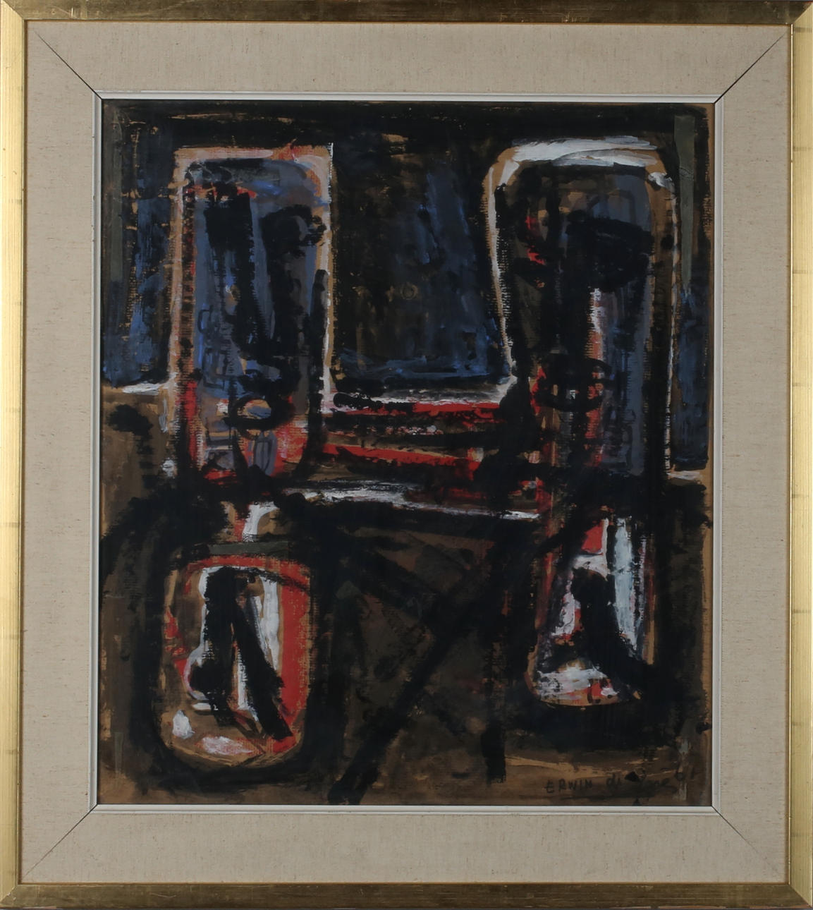 ERWIN DE VRIES. Komposition, blandteknik, signerad samt daterad -61.