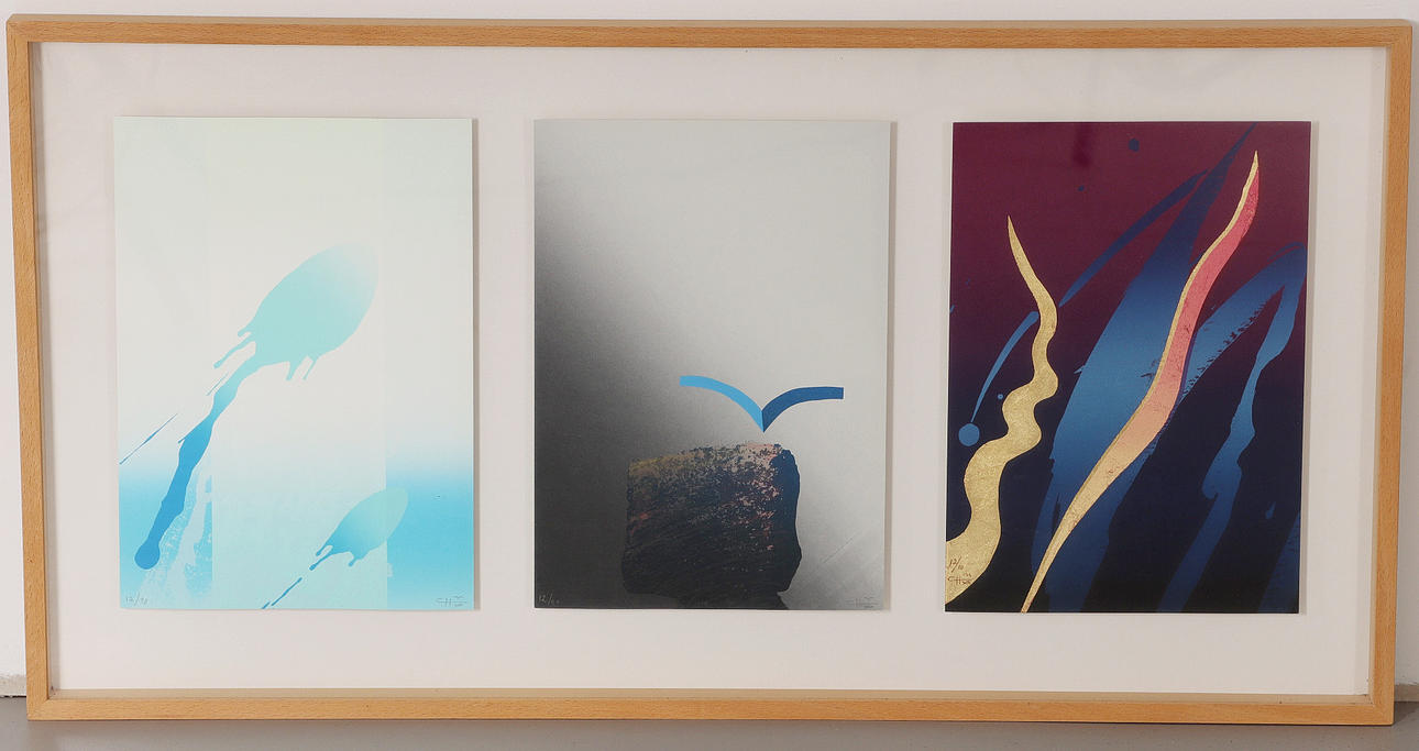 CURT HILLFON. 1943-2018. Triptych, serigraph, signed, numbered.
