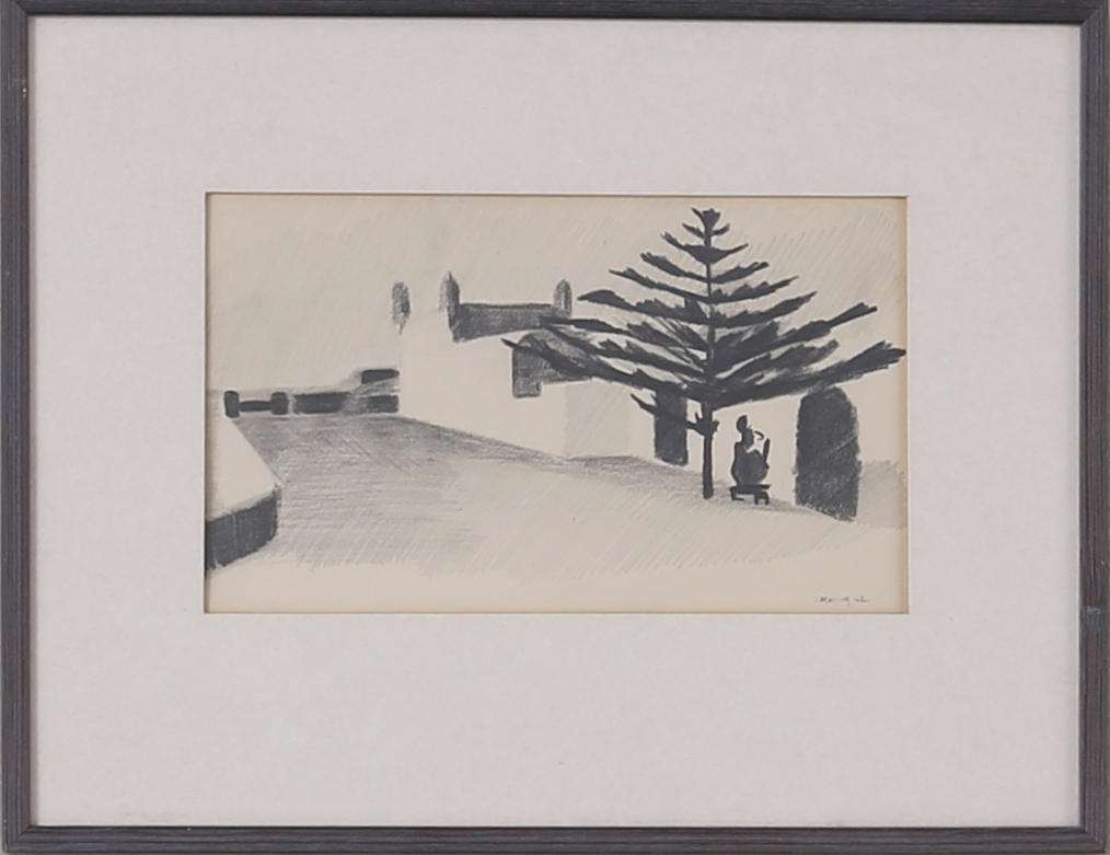 IVAR MORSING. Landskapsmotiv, teckning, signerad samt daterad.