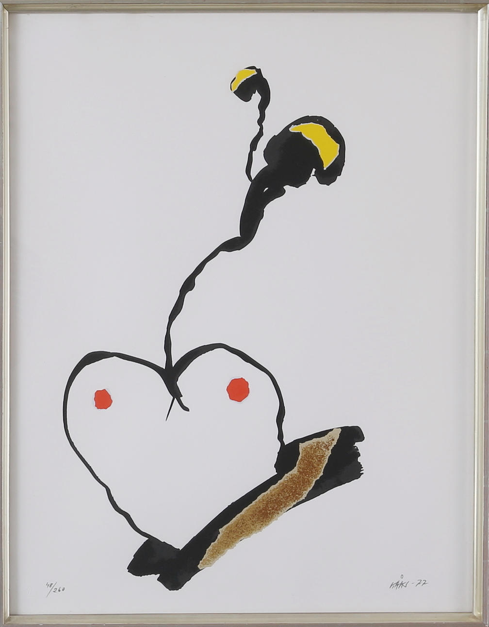 OLLE KÅKS. Komposition, färglitografi, numrerad 48/260, signerad samt daterad -77.