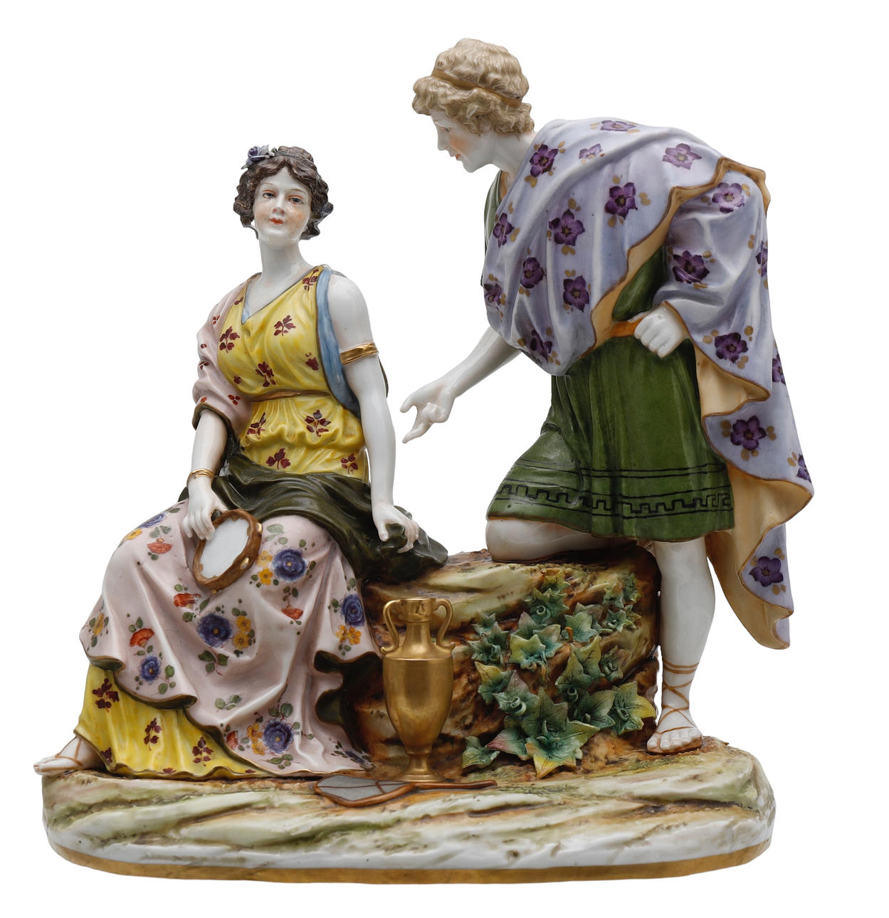 "Classical couple", probably German porcelain group, 20th Century.