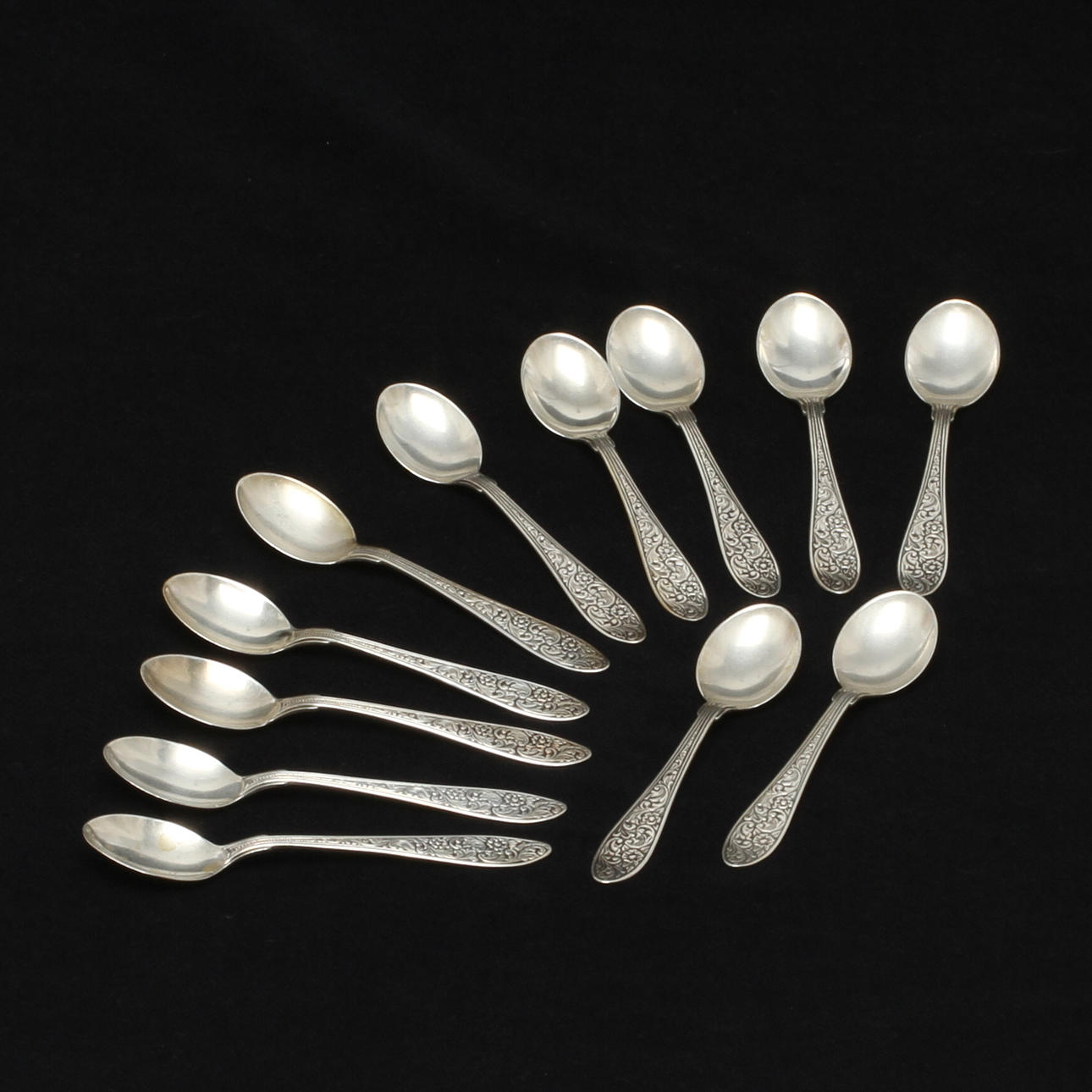 KAFFESKEDAR, 12 st, silver, Flavia Skellefteå 1953.