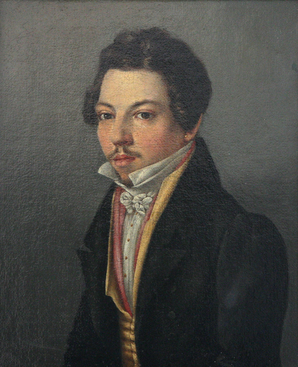 BIEDERMEIERMALER ( DEUTSCH, UM 1830). ”Porträtt av en vanligare i klassicistisk klänning”.