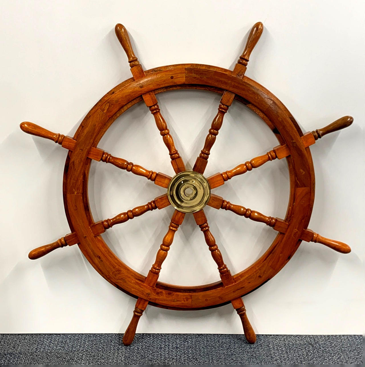 LARGE WOODEN SHIPS WHEEL.