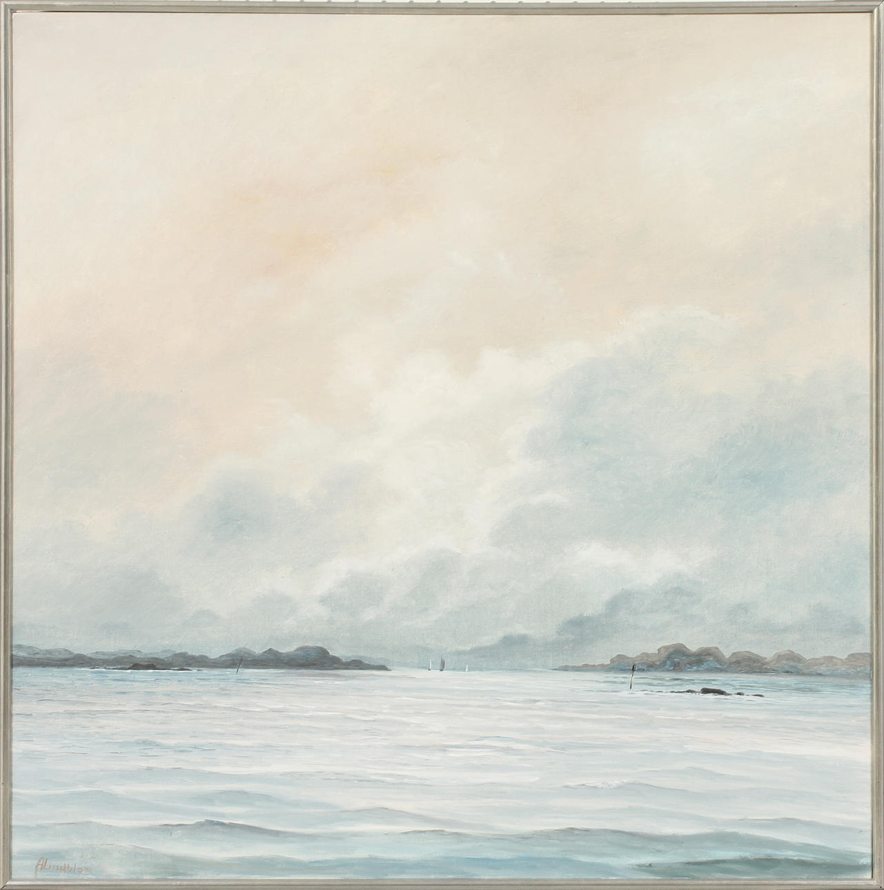 ARNOLD LINDBLOM. Farled, olja på duk, signerad.