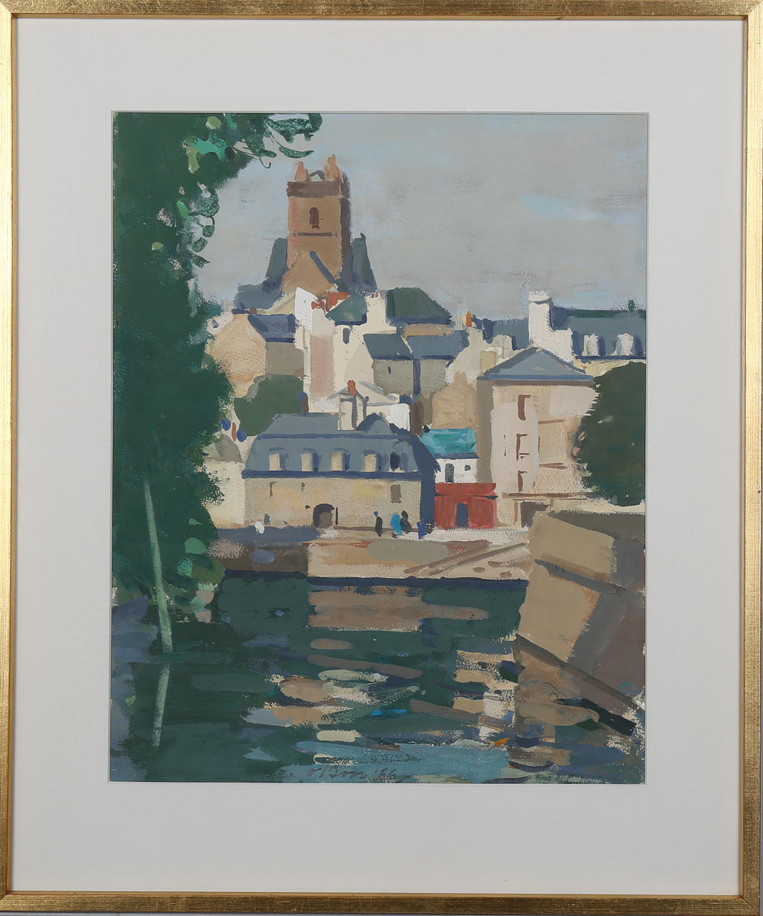 OVE OLSON. Franskt stadsmotiv, olja på pannå, signerad och daterad -66.