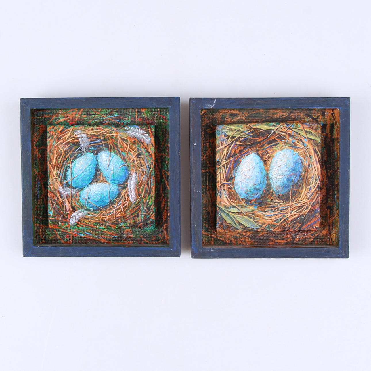 ALAIN LE CHATELIER. Olja på pannå, 2 st. "Ägg", signerad på baksidan.