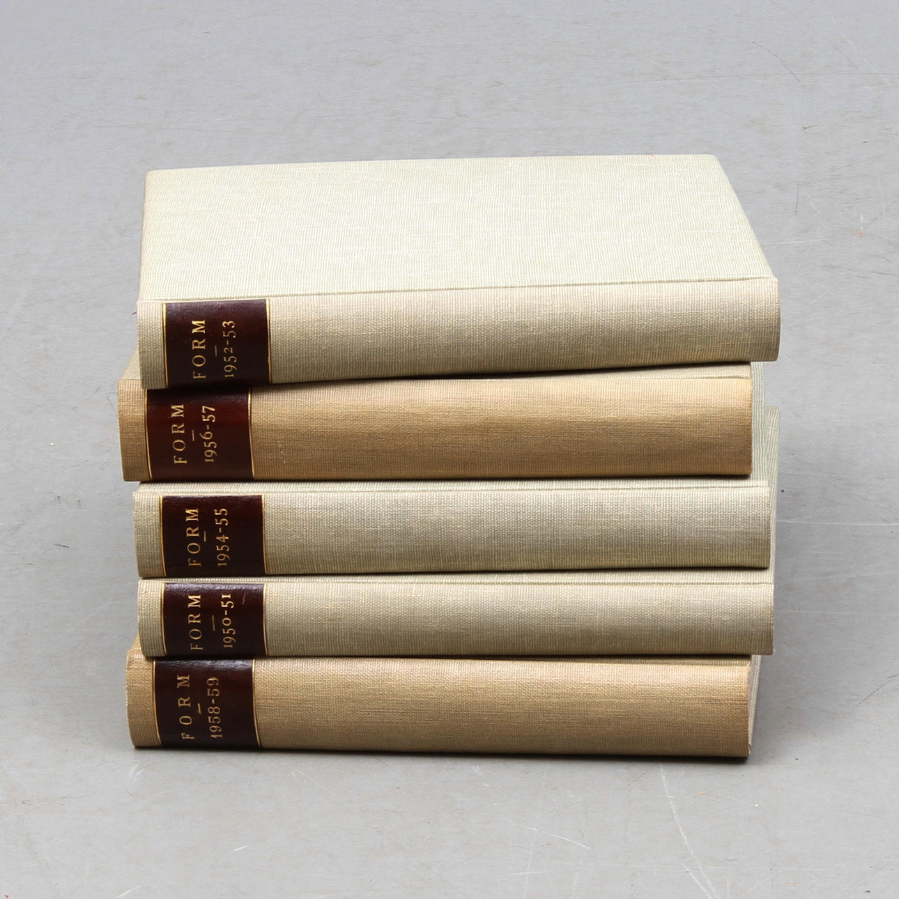 BÖCKER, 5 volymer, FORM- Svenska Slöjdföreningens tidskrift, 1950-tal.