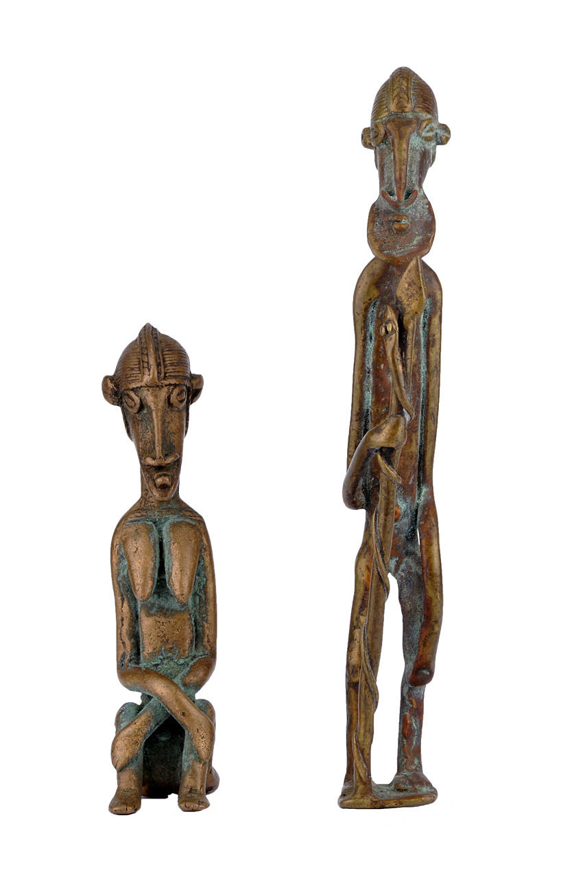 AFRIKANA - WOHL KAMERUN. 2 bronser, man & kvinna. Afrikanska stammen. Omkring 1950.