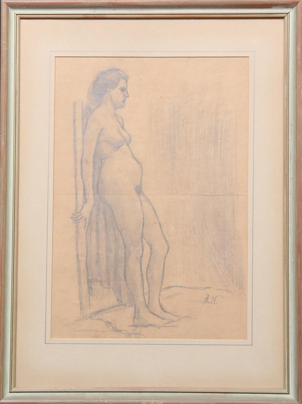 ARAM NORRMAN. Nude study. Drawing, signed AN.