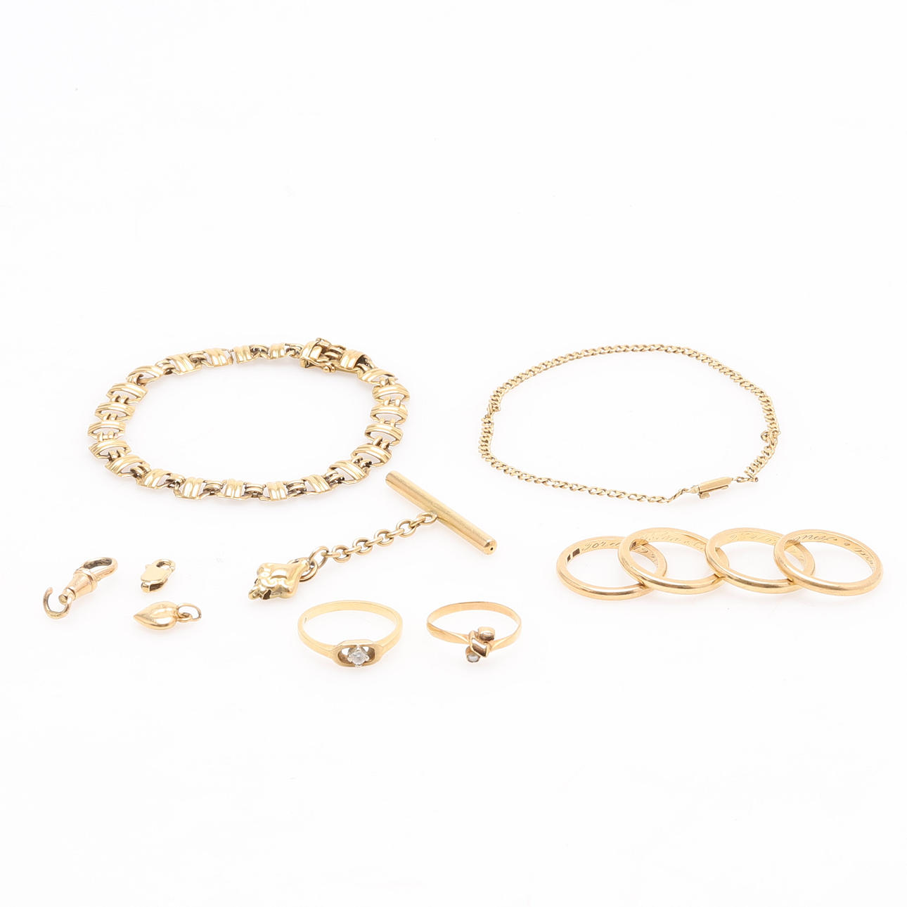 A Collection OF GOLD, 18k. Weight approx. 36.9 grams.