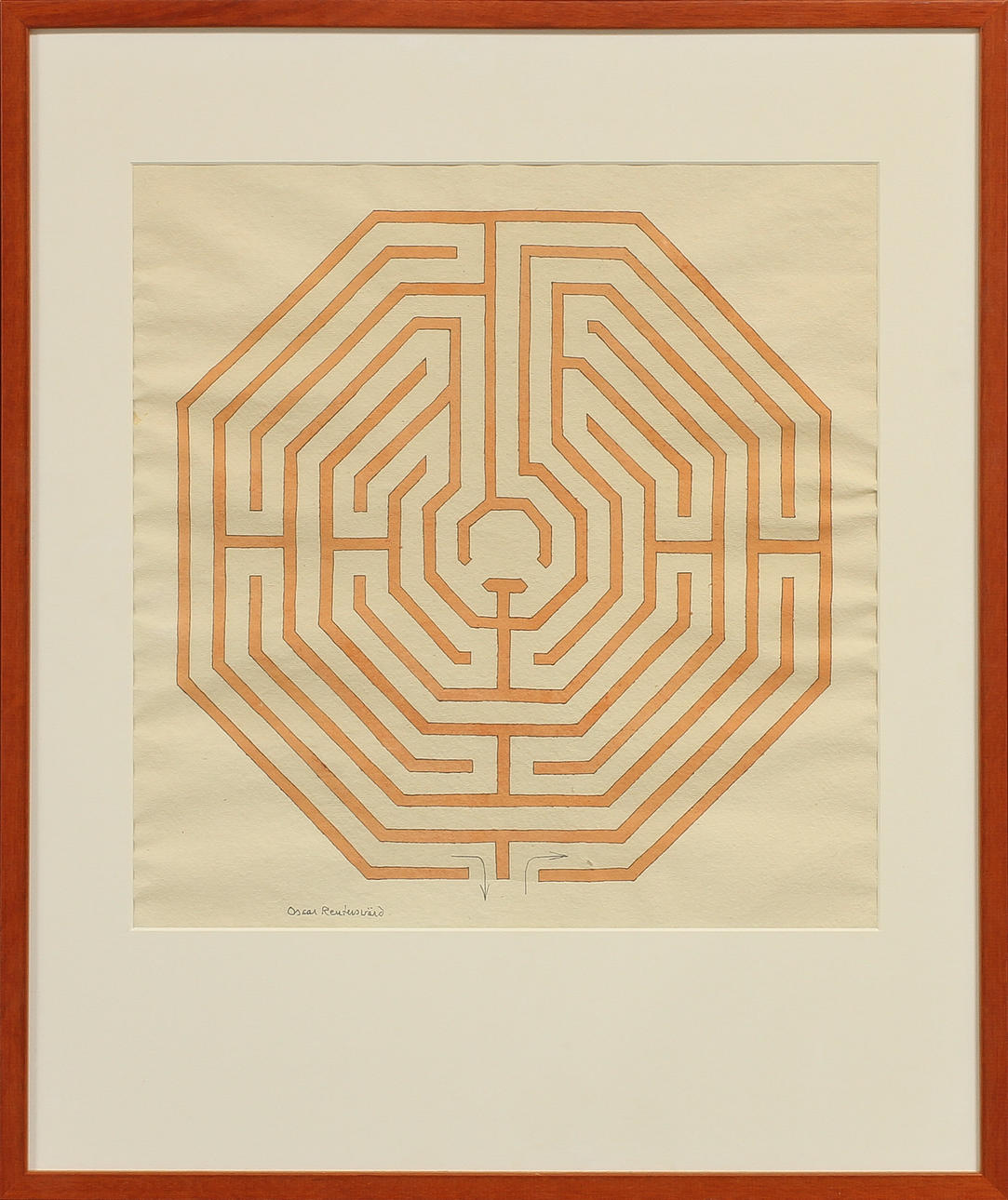 OSCAR REUTERSWÄRD. Labyrint. Akvarell tusch, signerad.