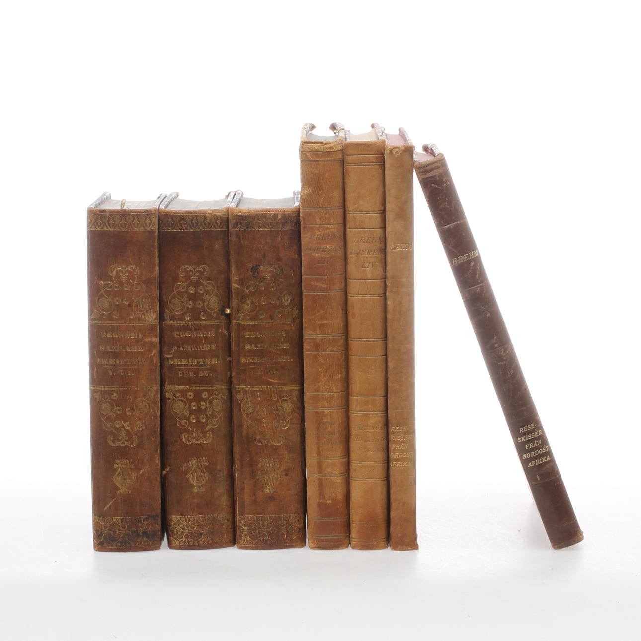 BÖCKER, 7 st, Tegners samlade skrifter samt Div. Alfred Edmund Brehm.