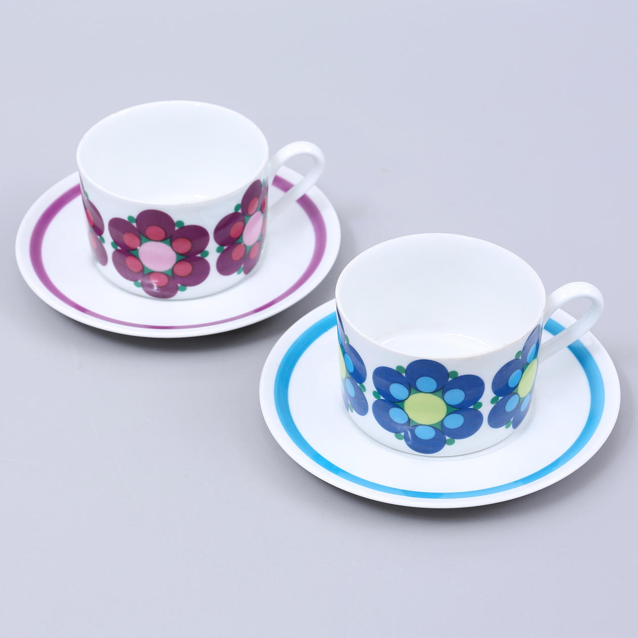 TEA CUPS, 2 pcs, Scherzer, Bavaria, Germany.