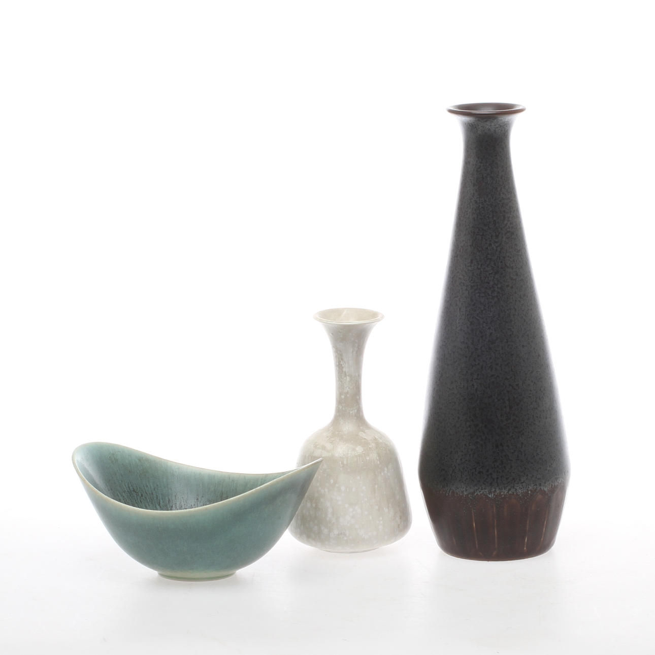 SKÅL, VASER, 2 st, stengods, Gunnar Nylund, Rörstrand.