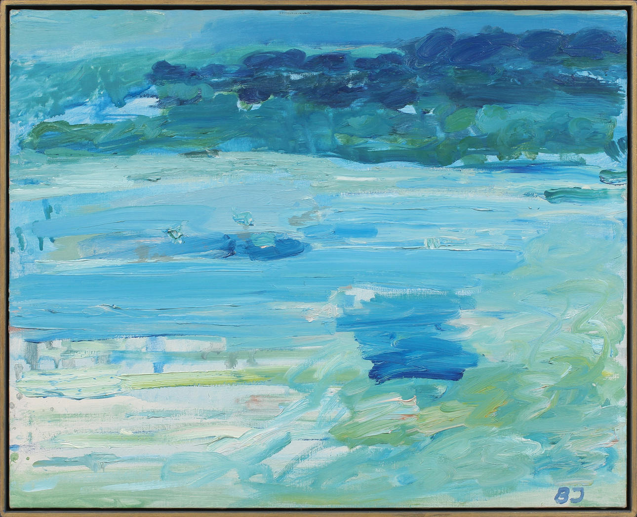 BENGT JOHANSSON. Komposition, olja på duk, monogramsignerad.