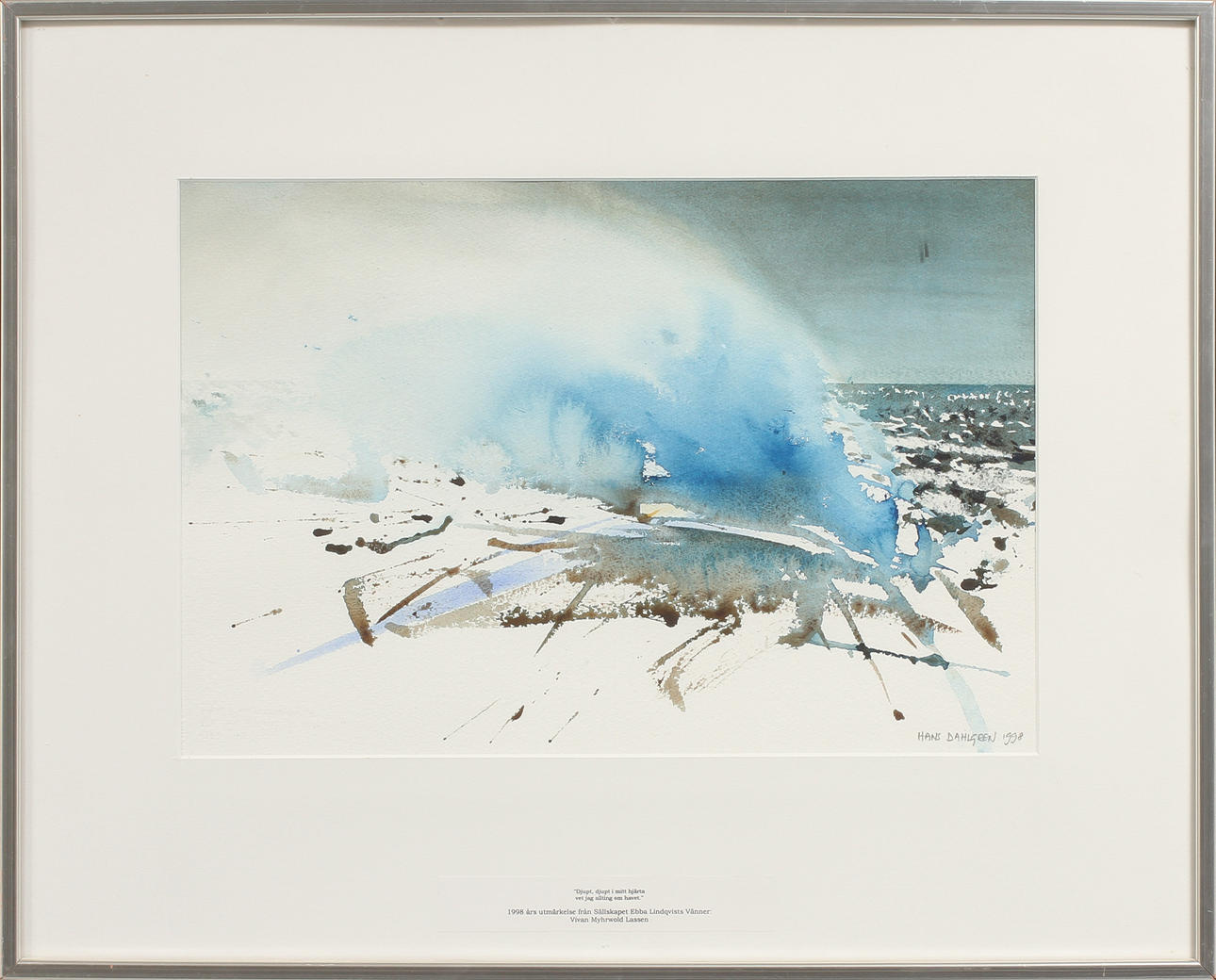 HANS DAHLGREN. Havskomposition, akvarell, signerad 1998.