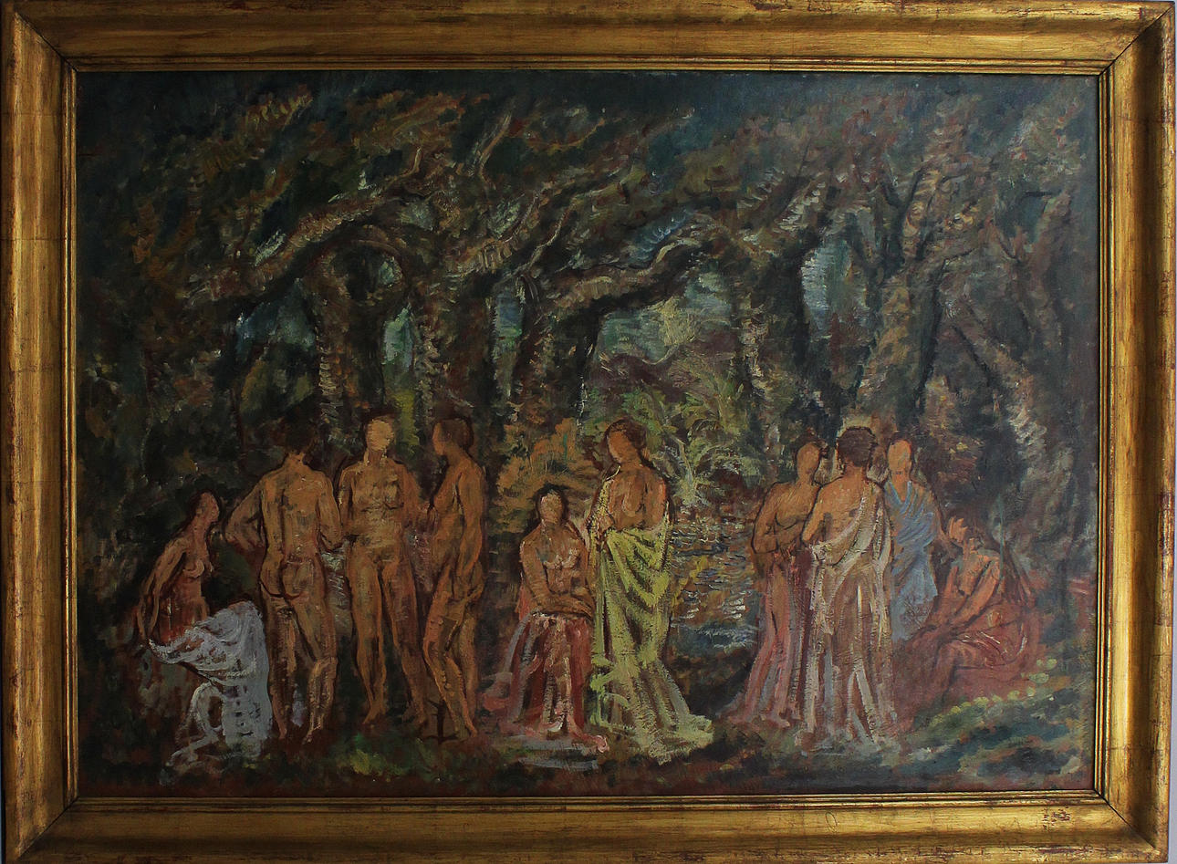 GÖSTA NORDBLAD. Nakenbadarna. Olja på duk. Signerad Nordblad.