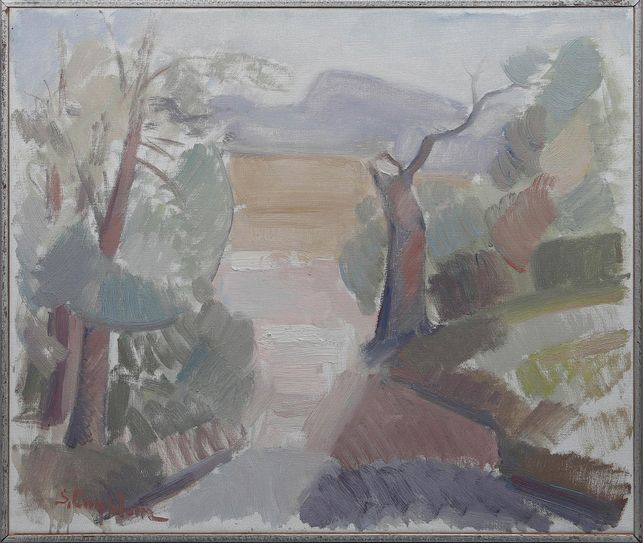 SVEN ENGBLOM. Landscape, oil on canvas, signed.