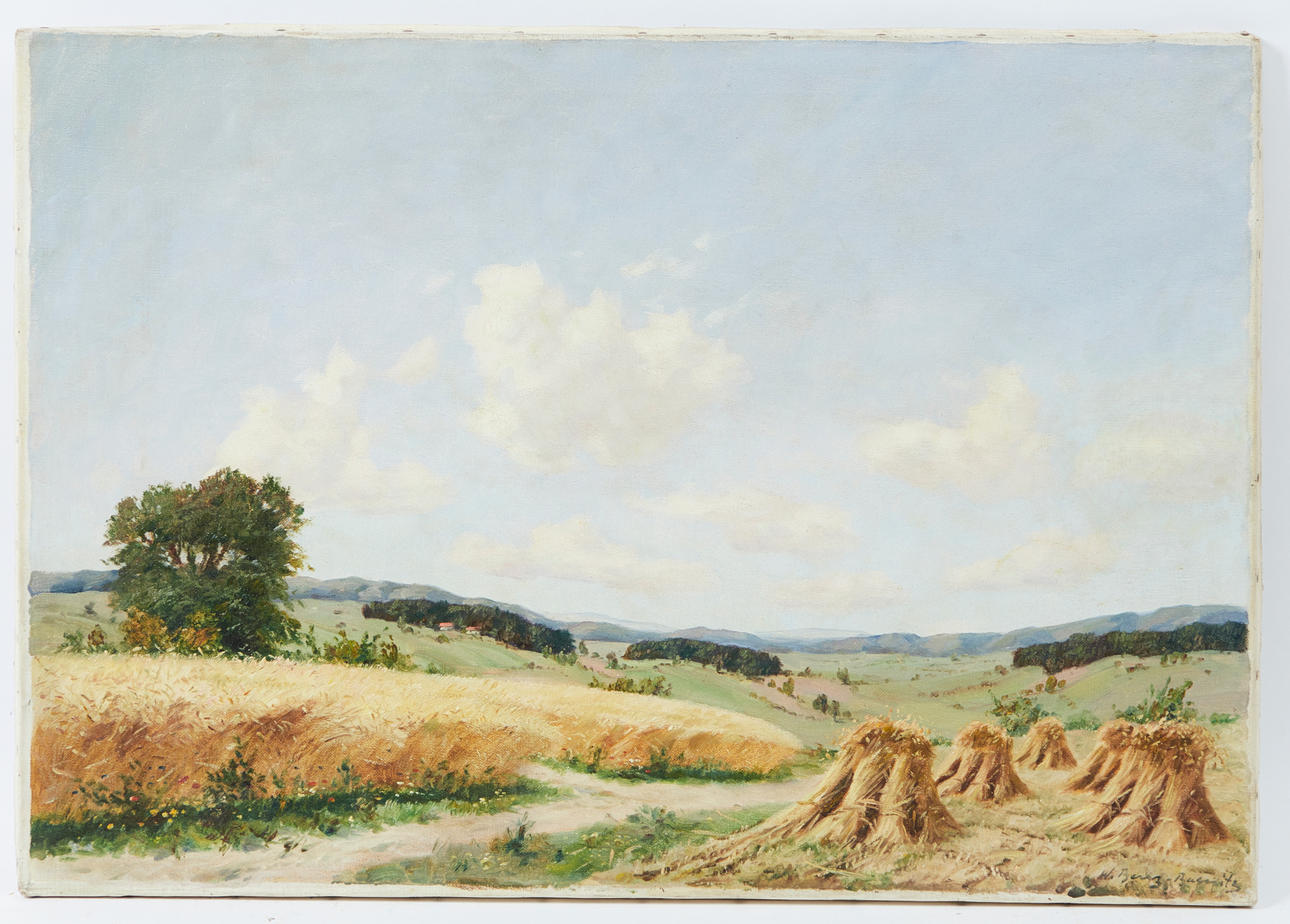 WILHELM BENZ BAENITZ. Gemälde, Sommerlandschaft mit Getreidefeldern.