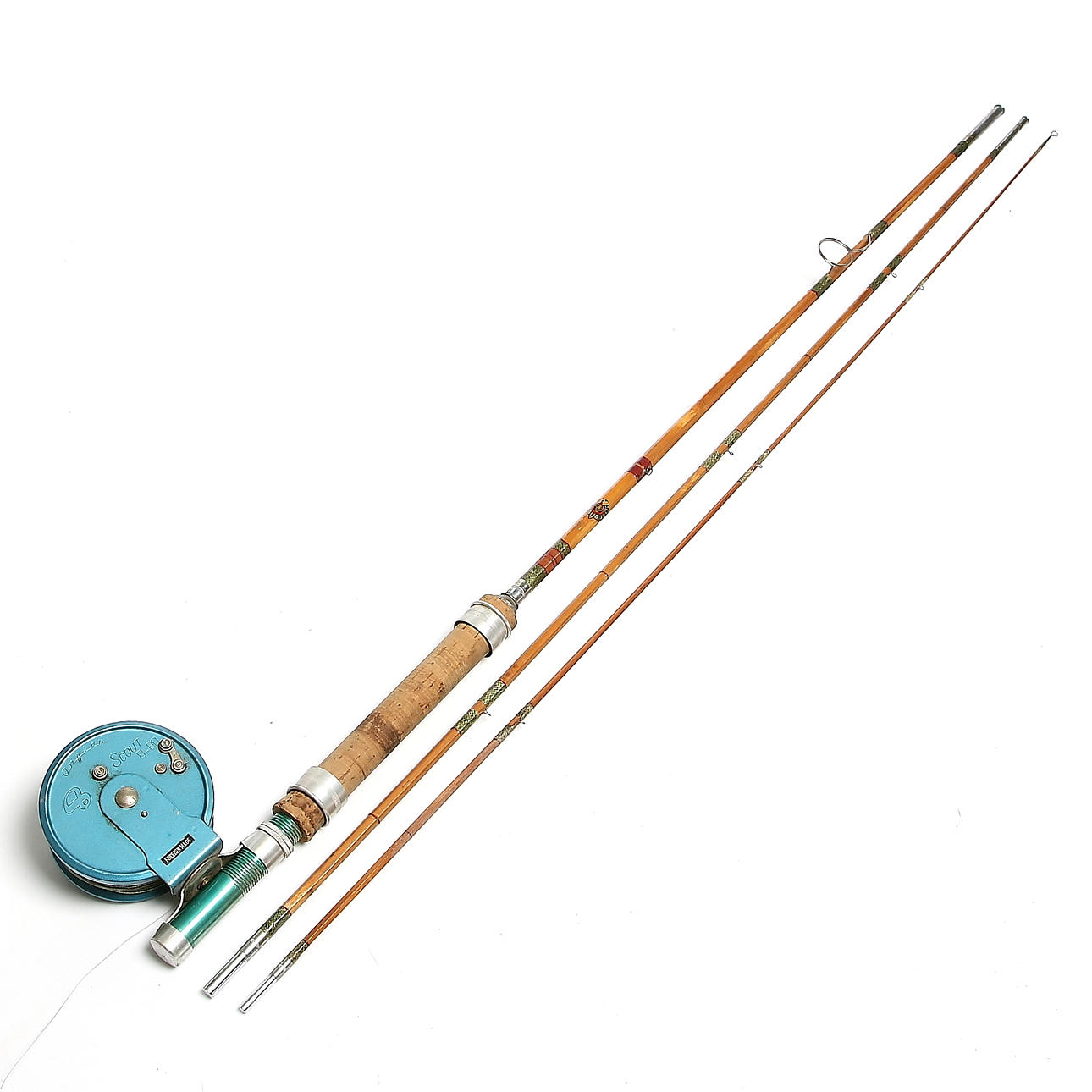 FLUGSPÖ med RULLE, splitcane, Gold Tiger. 1900-tal.