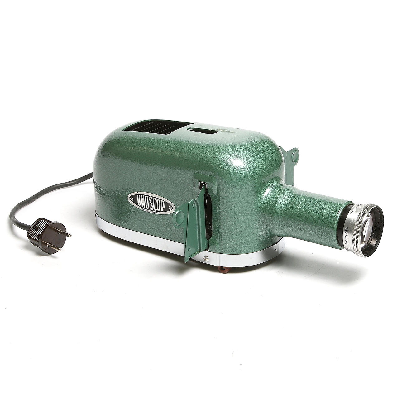 DIAPROJEKTOR, med ORIGINALLÅDA, "Unoscop". Sverige. 1900-talets mitt.