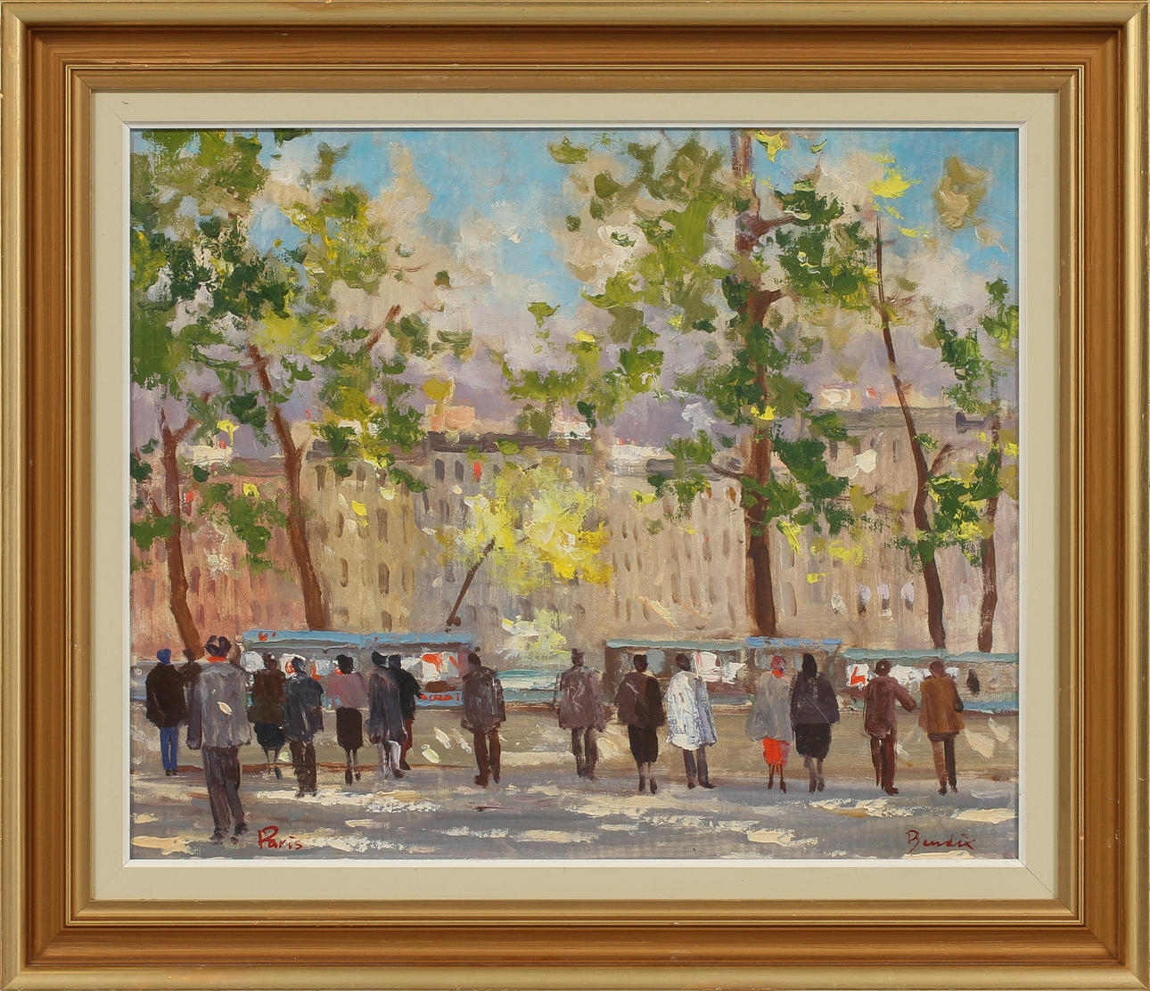 HANS BENDIX. "Paris", olja på duk, signerad.