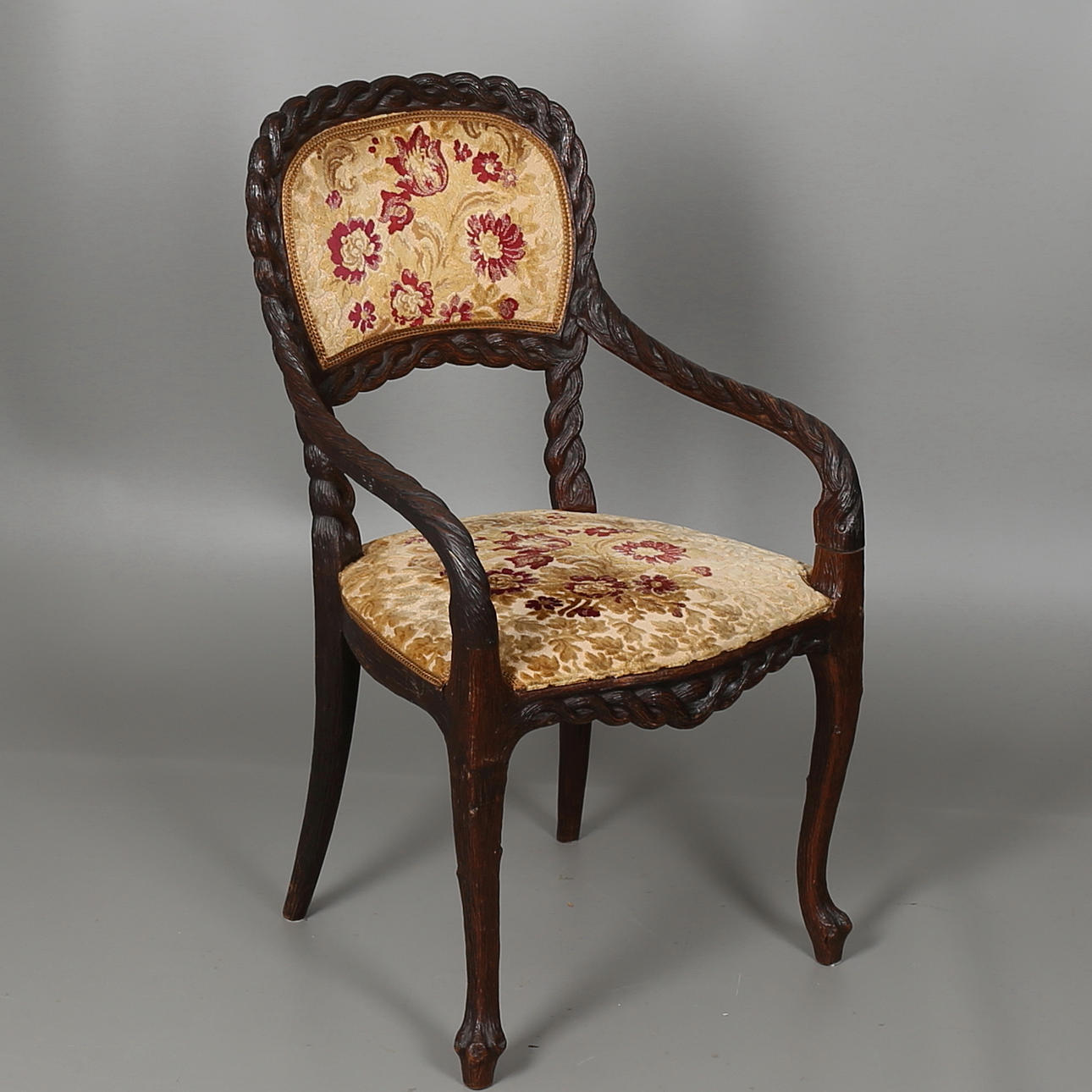 KARMSTOL med dekor av flätade grenar, Horrix, Gravenhage, Holland?, tidigt 1900-tal.