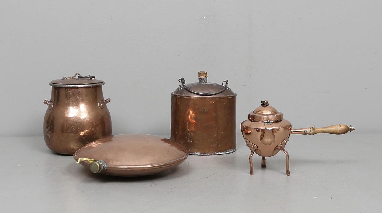 KOPPARFÖREMÅL, 4 delar, 1800-tal.