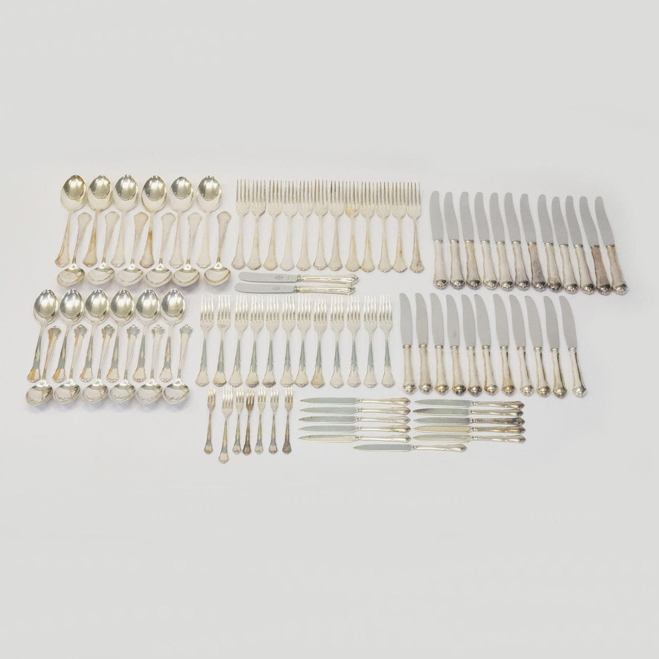 JUEGO DE CUBIERTOS, "HANSA", ALPACA, 92 PIEZAS.