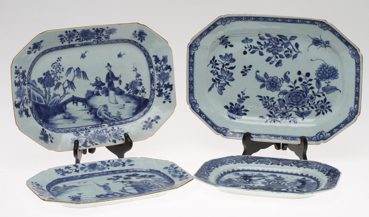 UPPLÄGGNINGSFAT, 4 st, porslin, Kina.