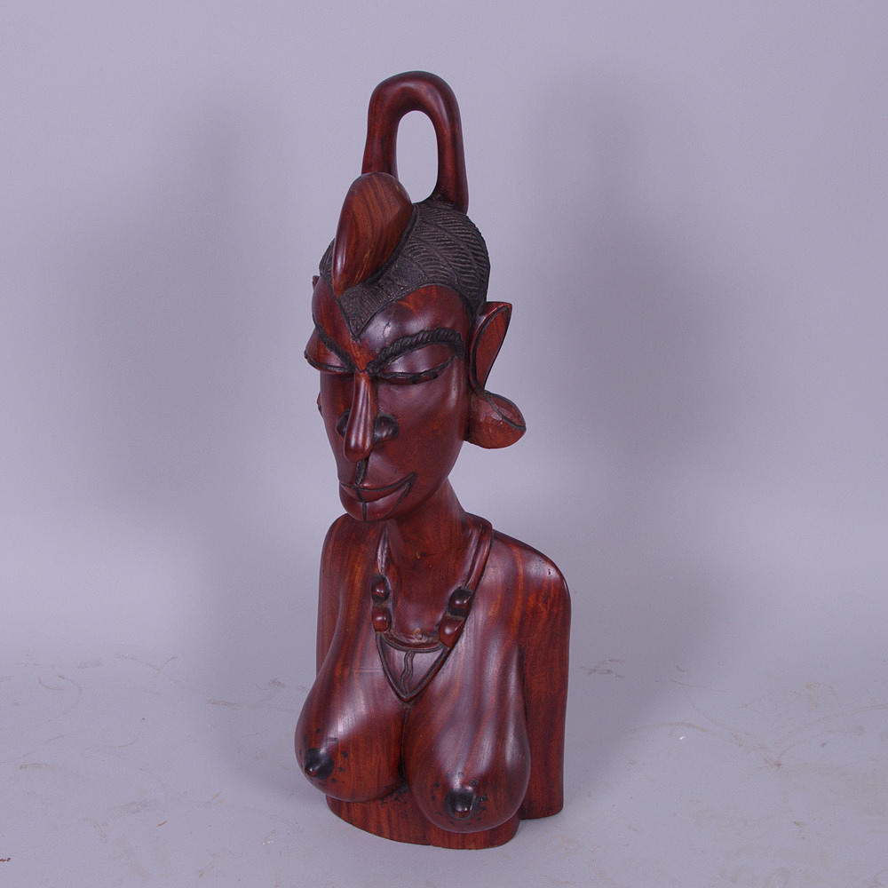 SKULPTUR, trä, afrikansk kvinna.
