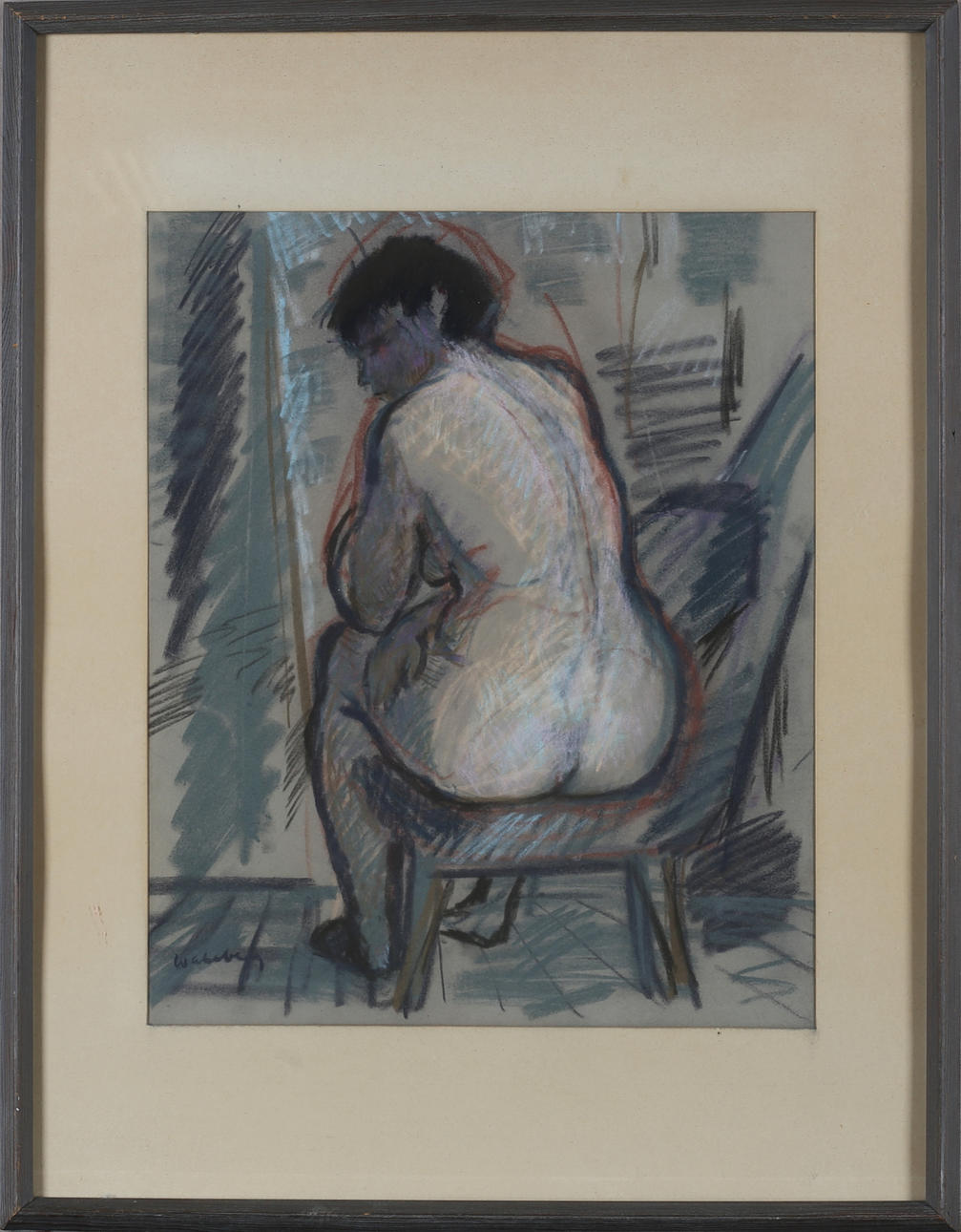 BERTIL WAHLBERG. Nude study, pastel, signed.
