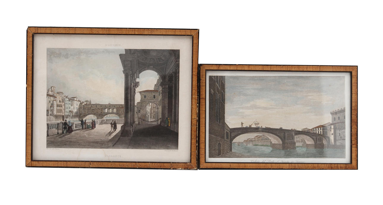 GRAFISKA BLAD, 2 st, kolorerade, 1800-tal.