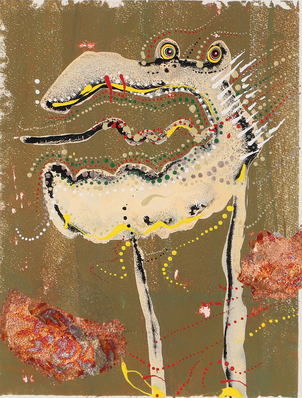 JUAN CANO. "Lucky animal", painted print, signed.