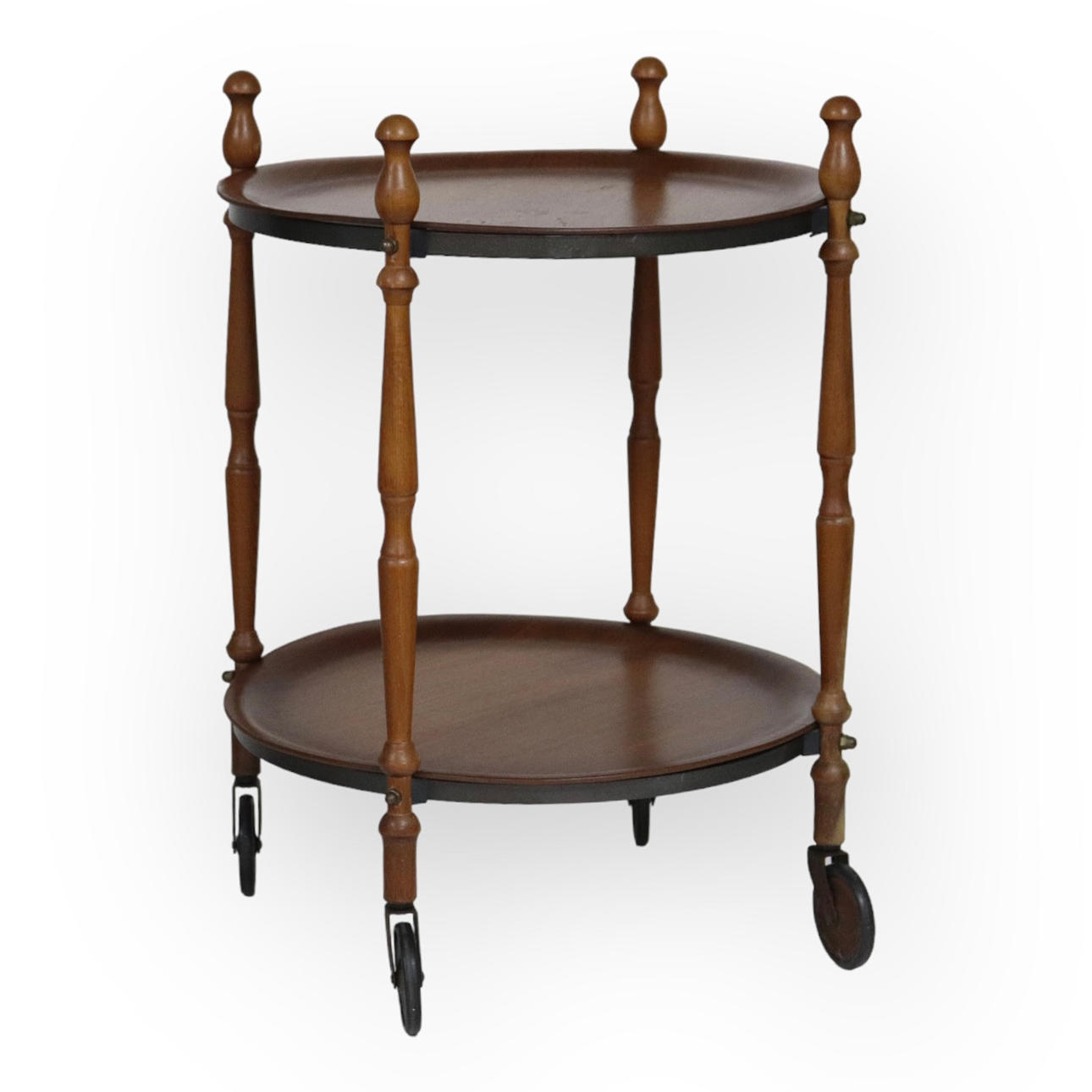 SERVERINGSVAGN, rund, teak, Danmark, 1950/60-tal.