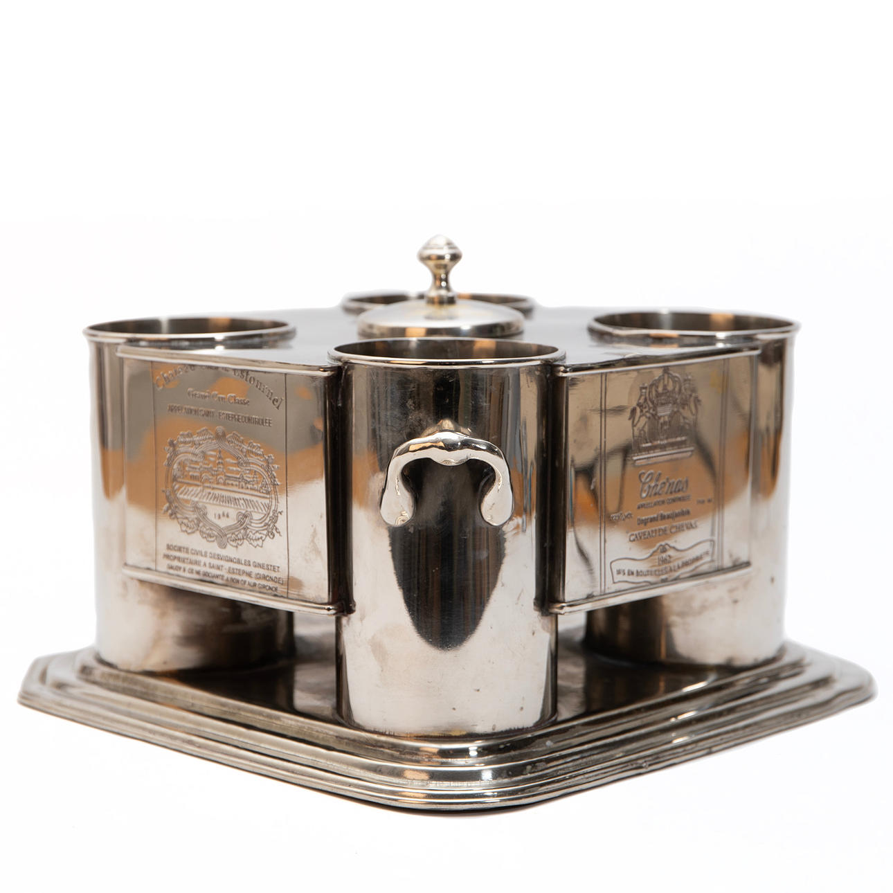 CHAMPAGNEKØLER/VINKØLER. Hvidmetal, muligvis fransk.